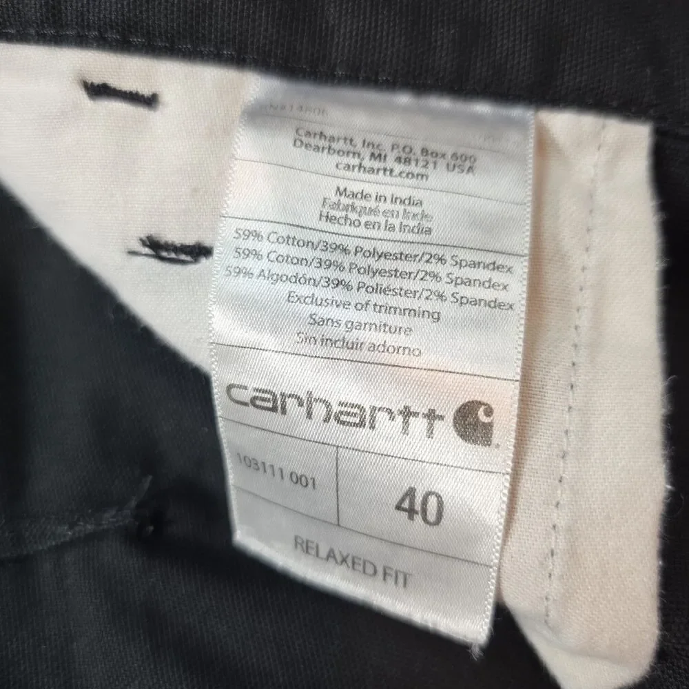 Carhartt Men's Carpenter Work Shorts Black Size 40 Utility Canvas Cotton Casual